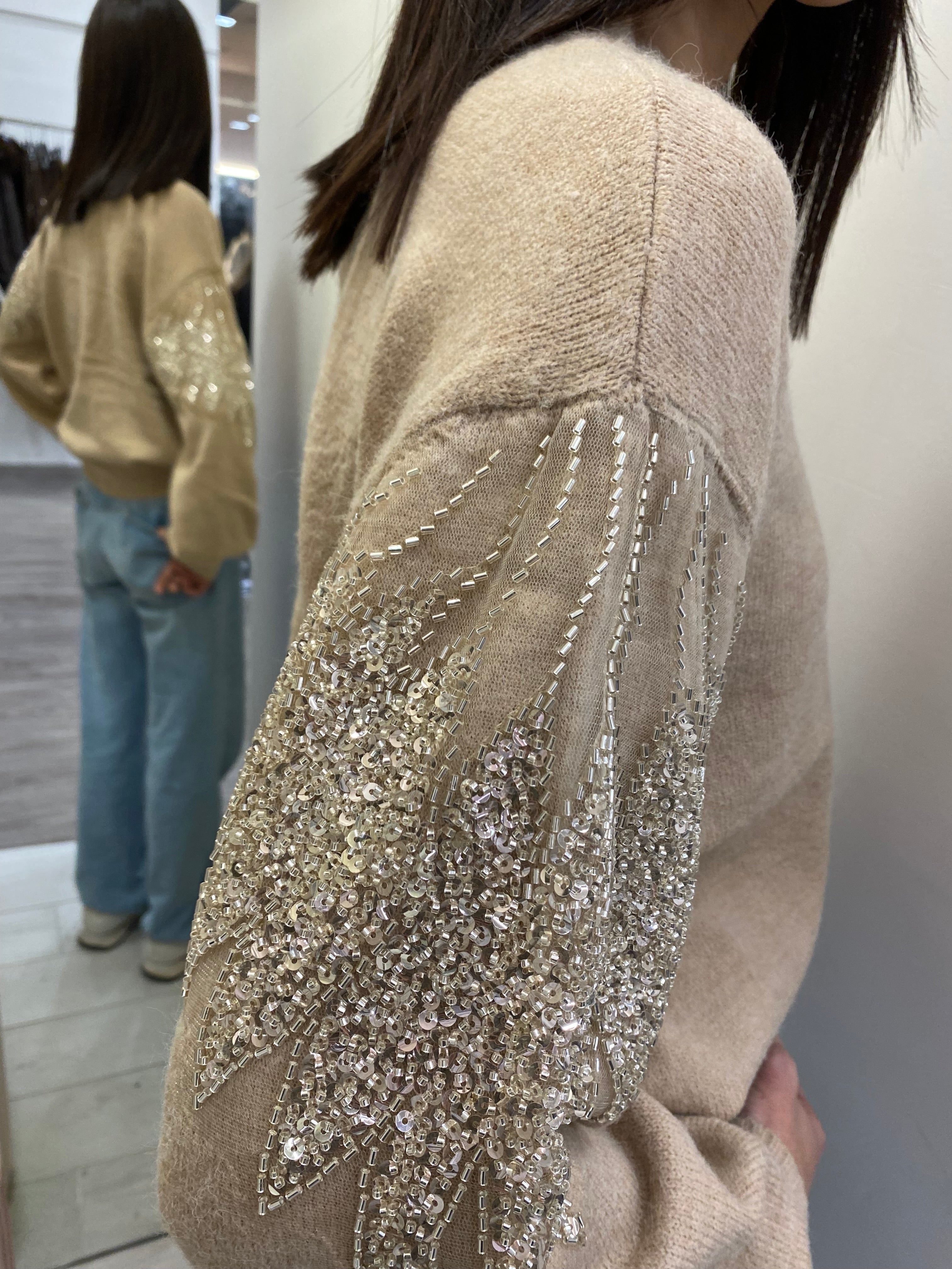 HAVEONE - MAGLIA CON APPLICAZIONI PAILETTES SULLE MANICHE