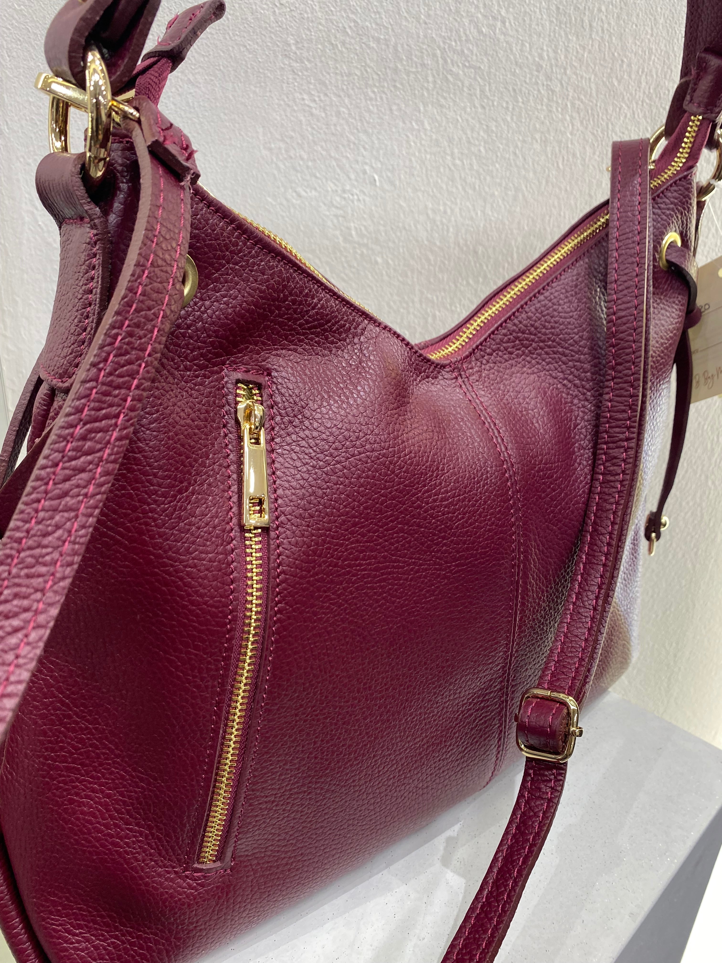 ERREBI - BORSA PELLE BORDEAUX CON TRACOLLA