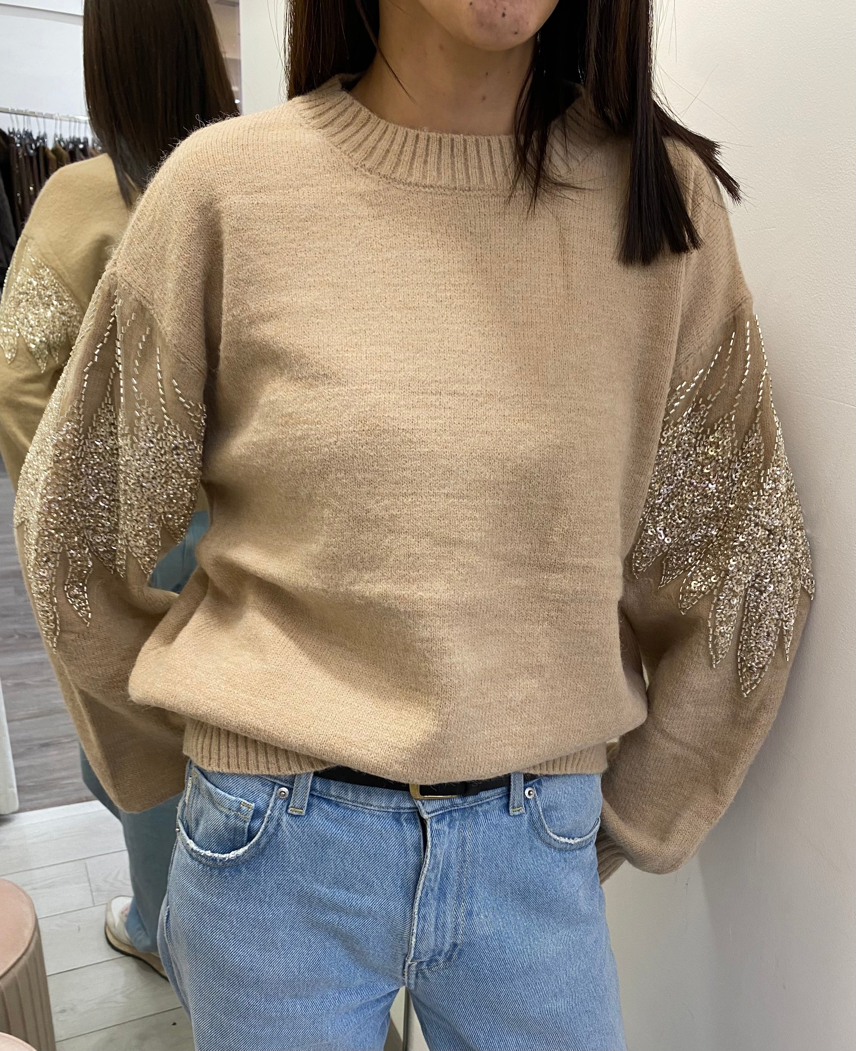 HAVEONE - MAGLIA CON APPLICAZIONI PAILETTES SULLE MANICHE