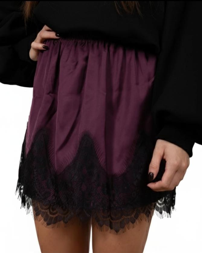 VICOLO -GONNA MINI SATIN CON PIZZO