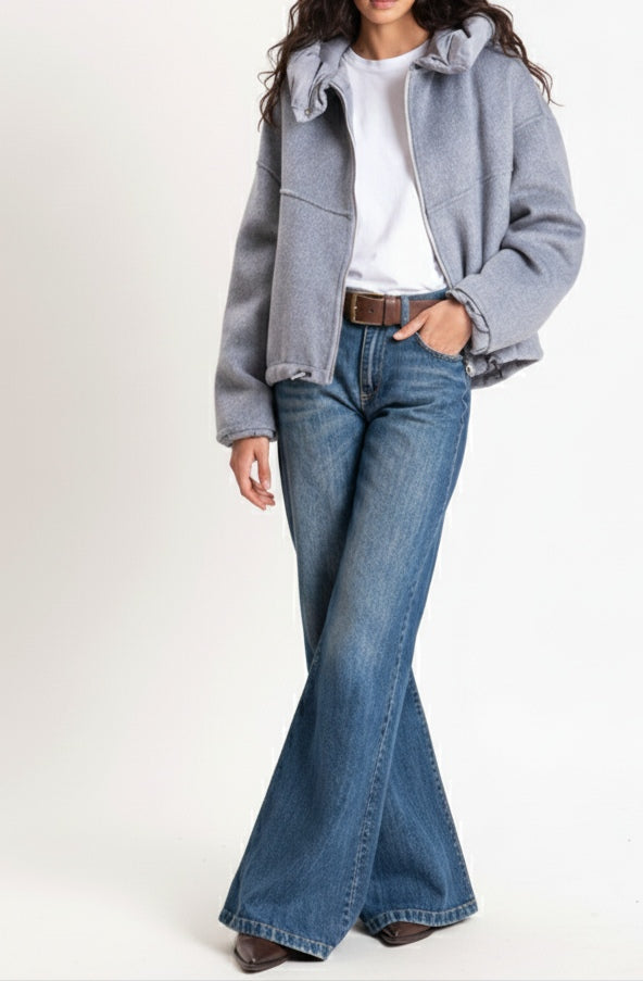 HAVEONE - BOMBER VELOUR CON CAPPUCCIO E POLSINI REMOVIBILI