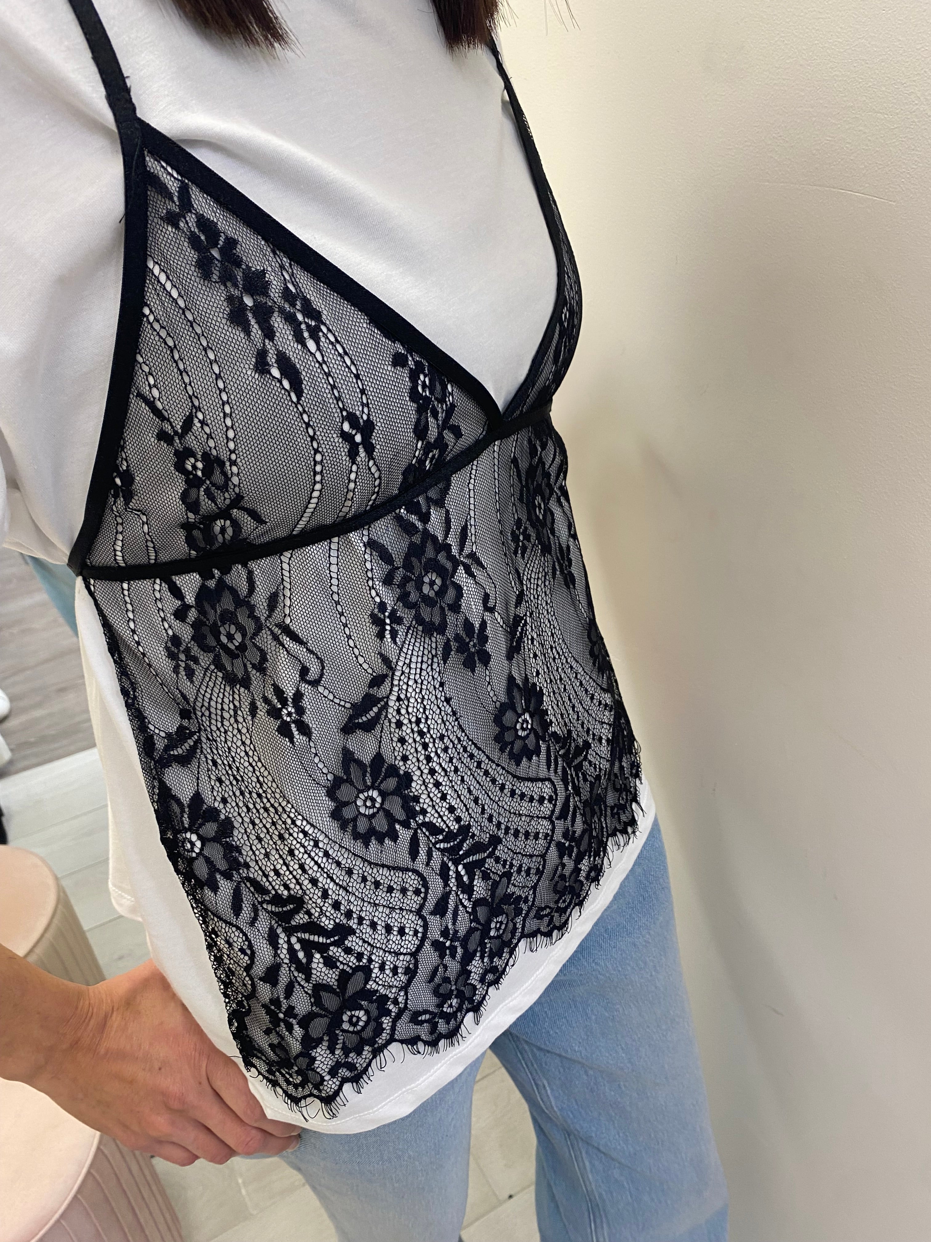 SOUVENIR - T-SHIRT CON CANOTTA PIZZO