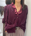 VICOLO - CARDIGAN BORDEAUX CON MOTIVO PAILETTES