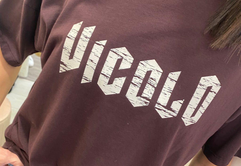 VICOLO - T-SHIRT PRUGNA CON LOGO