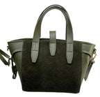 ERREBI - BORSA PELLE/CAMOSCIO COLORI CIOCCOLATO E VERDE