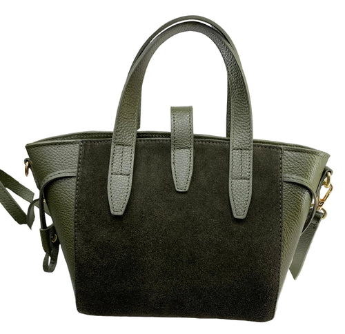 ERREBI - BORSA PELLE/CAMOSCIO COLORI CIOCCOLATO E VERDE