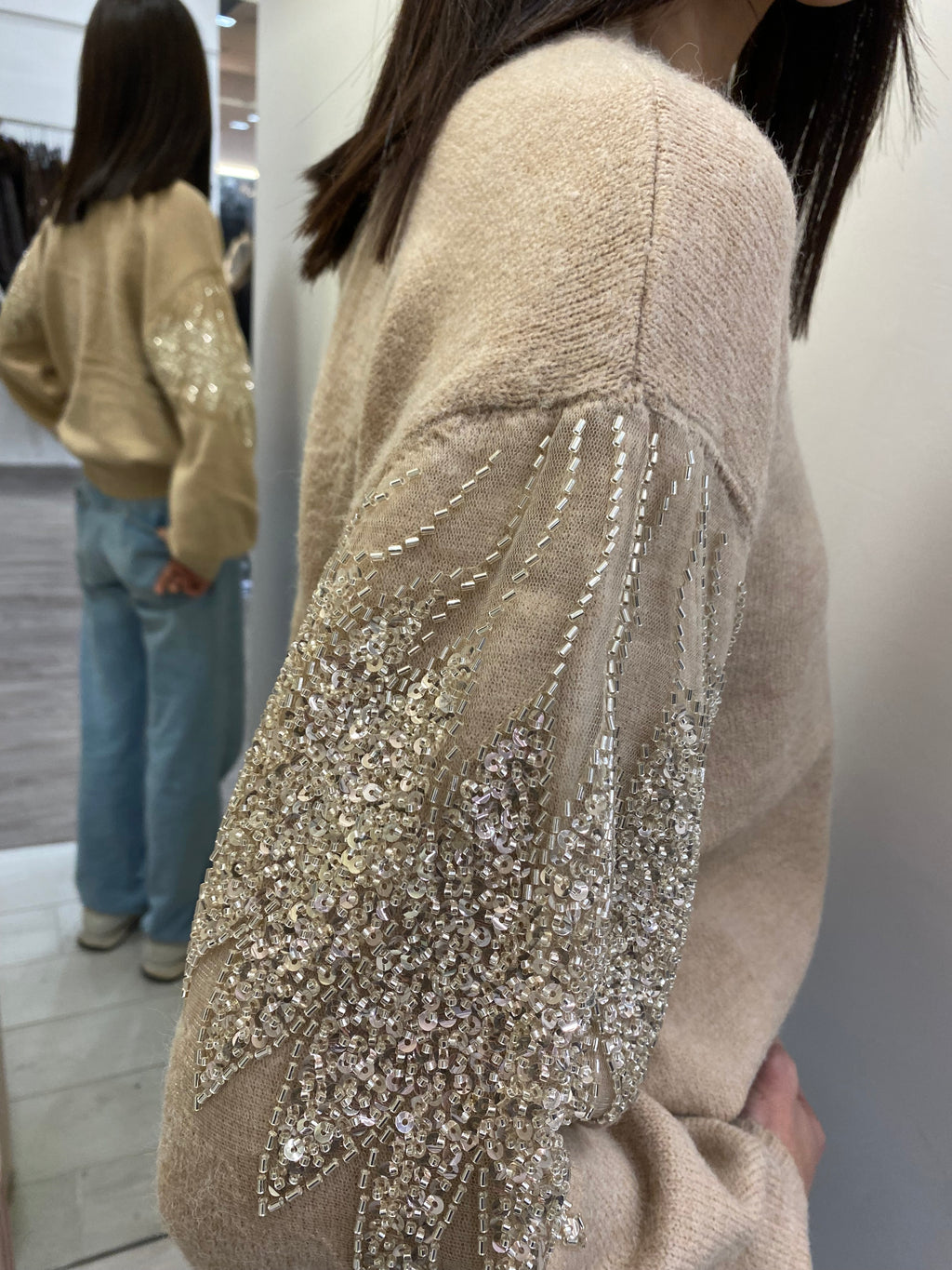 HAVEONE - MAGLIA CON APPLICAZIONI PAILETTES SULLE MANICHE