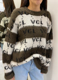 VICOLO - MAGLIONE VCL A RIGHE PANNA E MARRONE