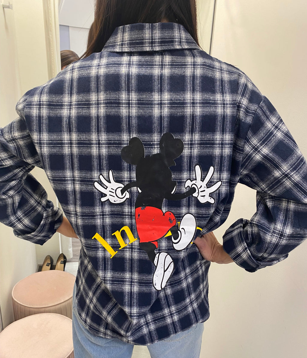 ERREBI - CAMICIA QUADRI CON STAMPA MOUSE