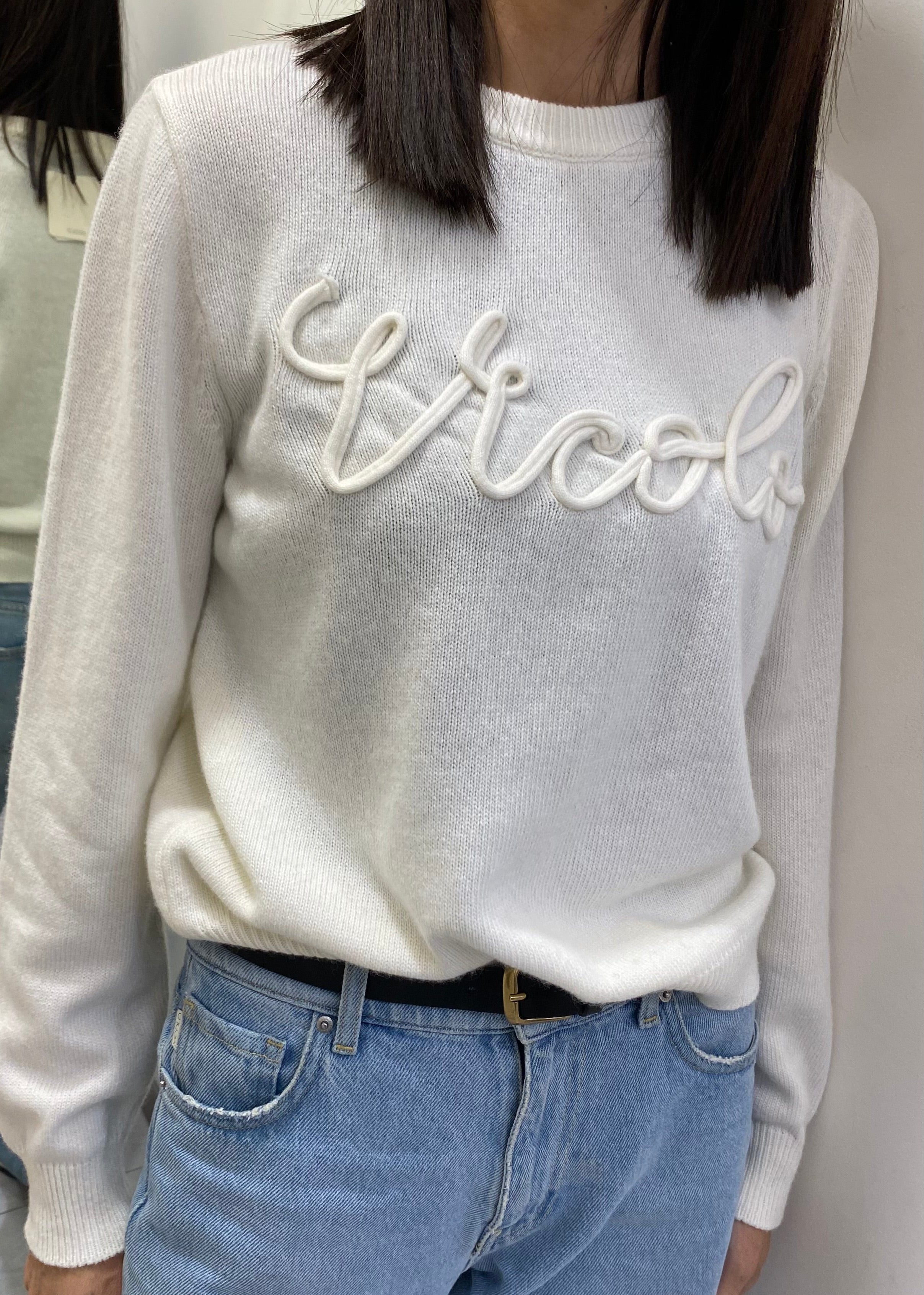 VICOLO - MAGLIA CON SCRITTA RICAMATA