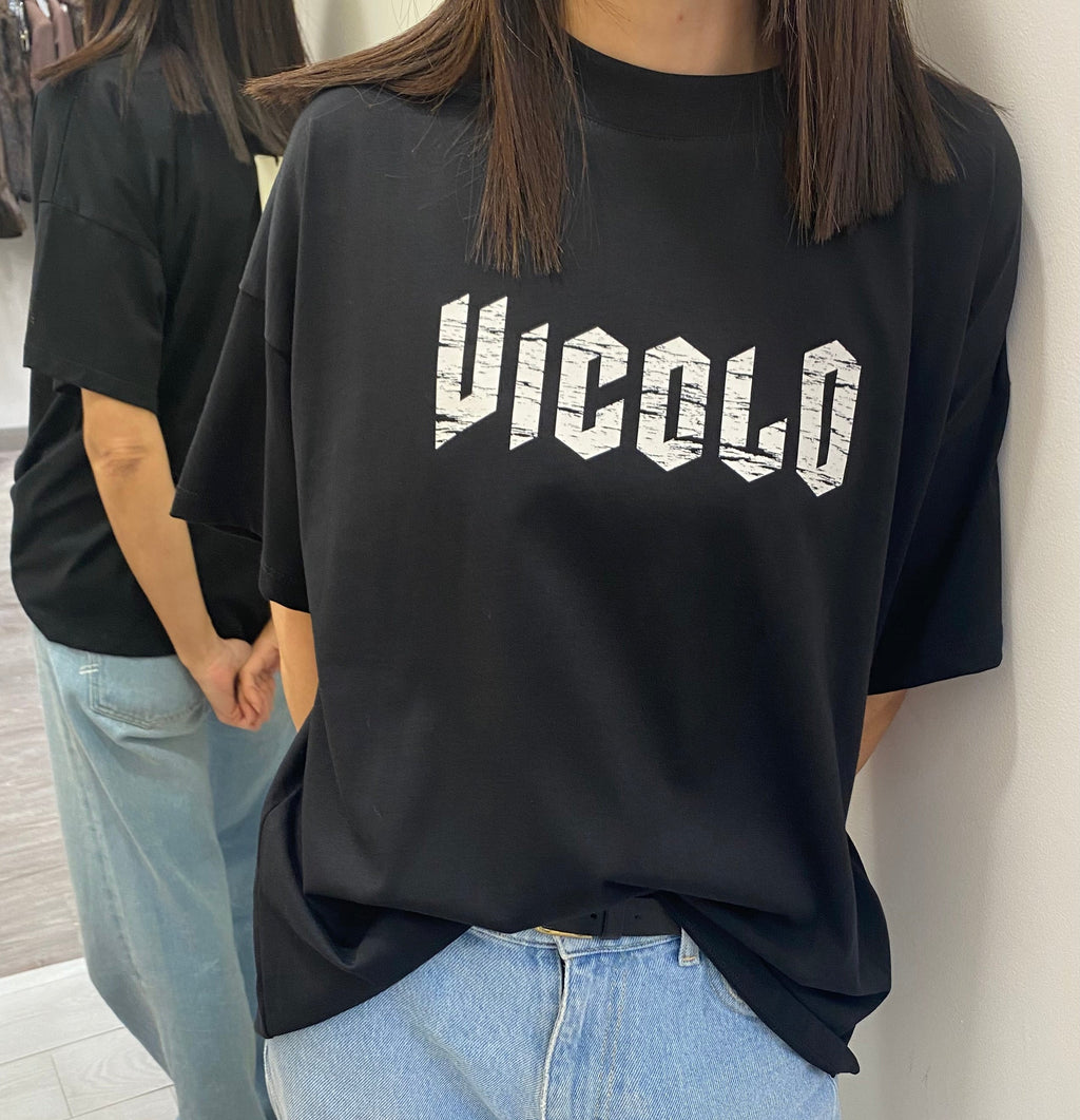 VICOLO - T-SHIRT NERA CON LOGO