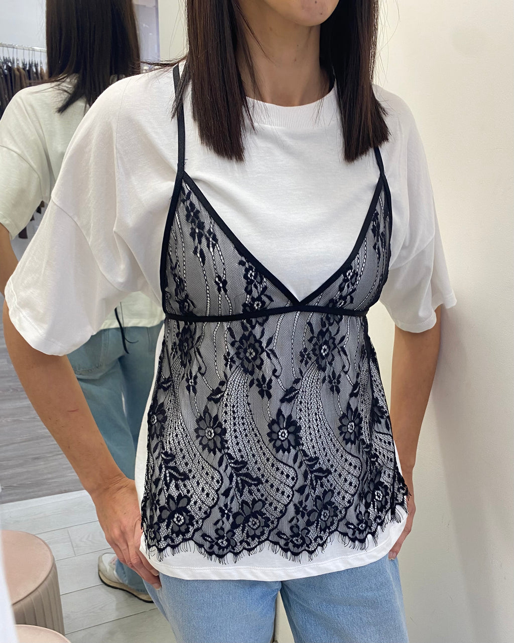 SOUVENIR - T-SHIRT CON CANOTTA PIZZO