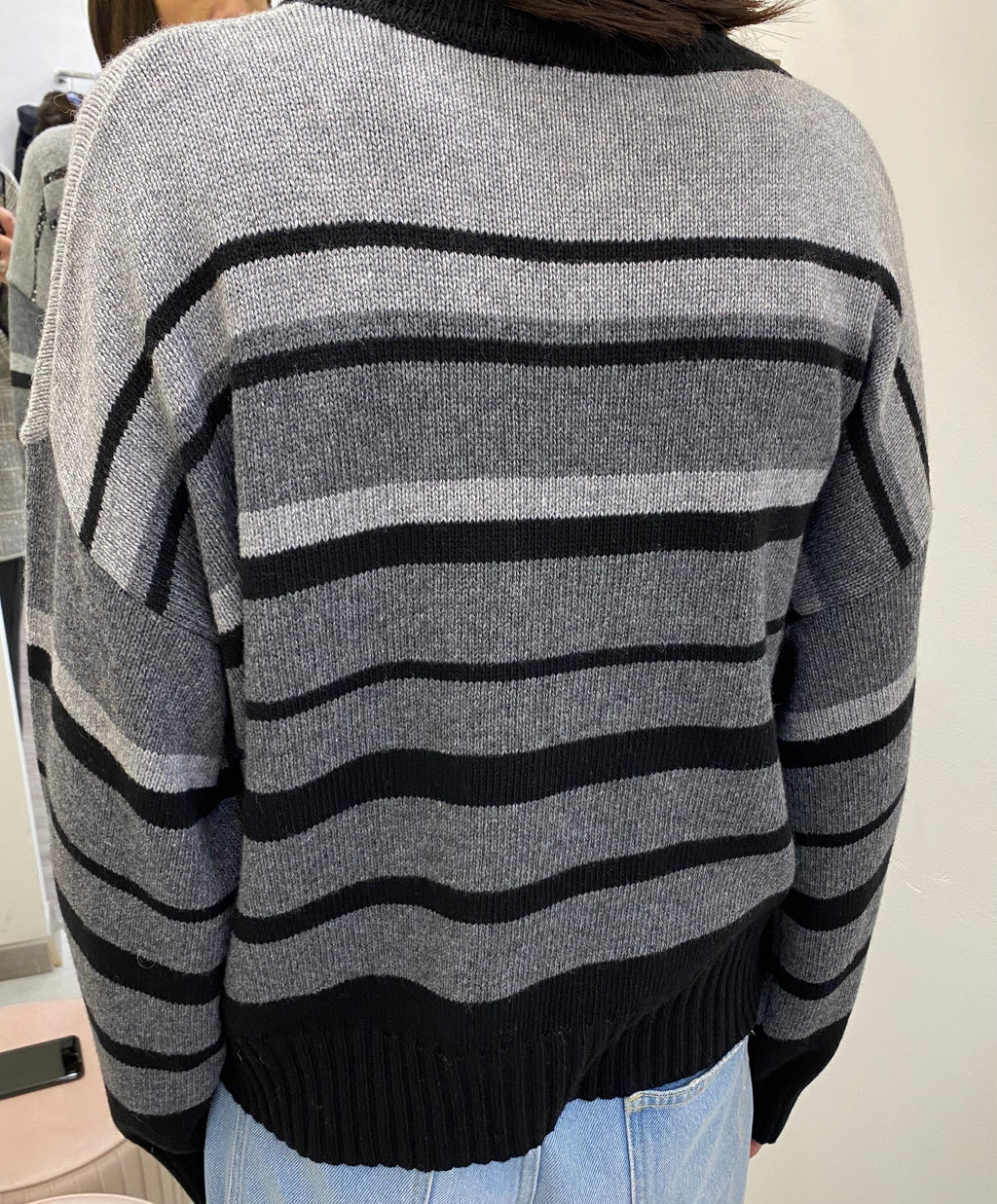 ANGELA DEVIS - CARDIGAN A RIGHE CON INSERTI PAILETTES