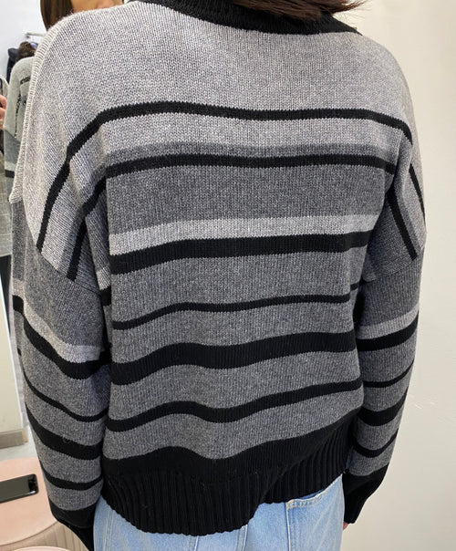 ANGELA DEVIS - CARDIGAN A RIGHE CON INSERTI PAILETTES