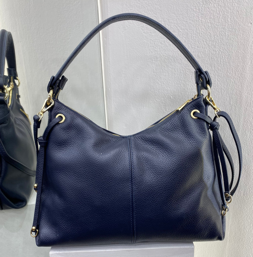 ERREBI - BORSA IN PELLE BLU CON TRACOLLA