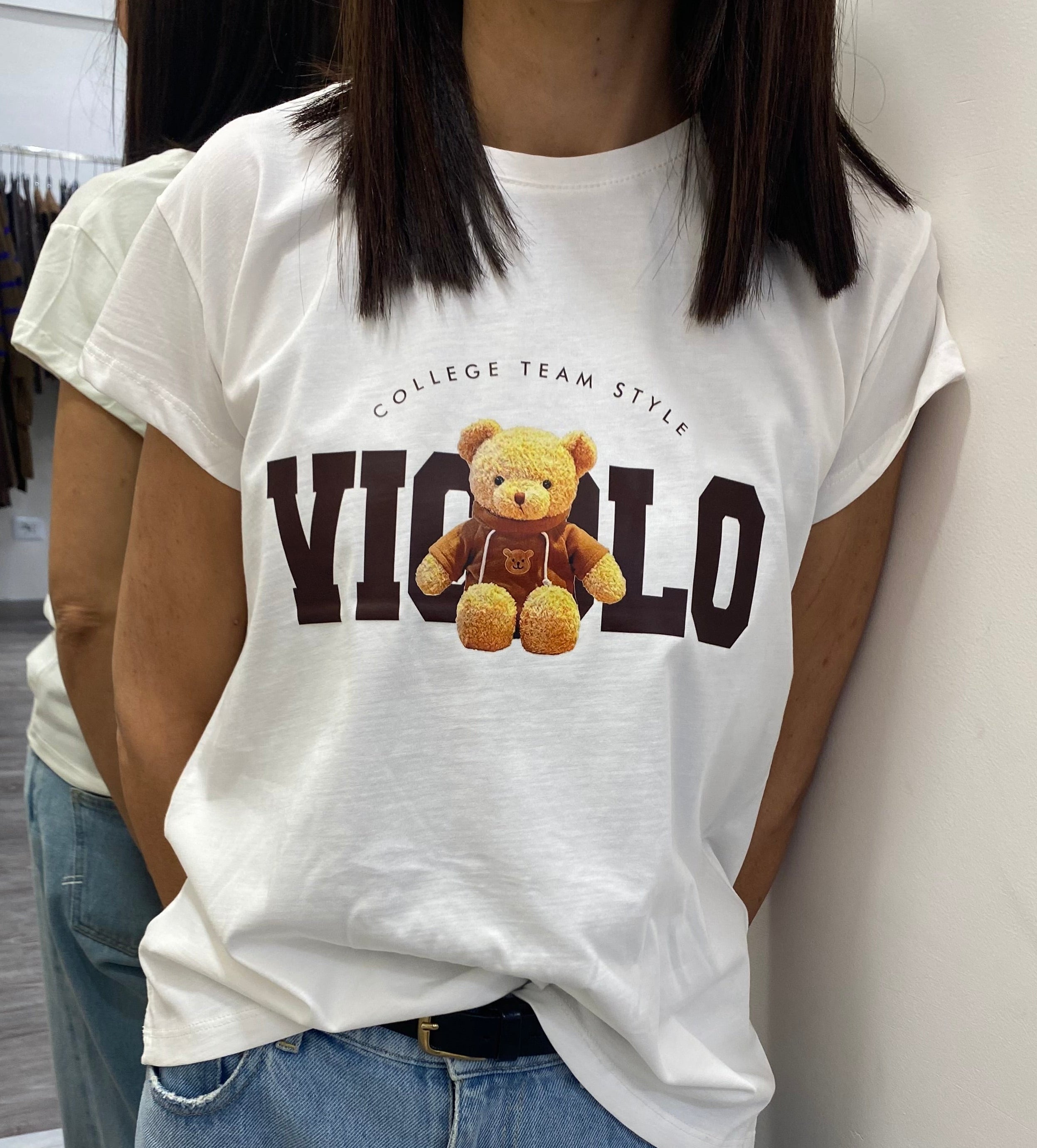 VICOLO - T-SHIRT STAMPA BRAND & TEDDY