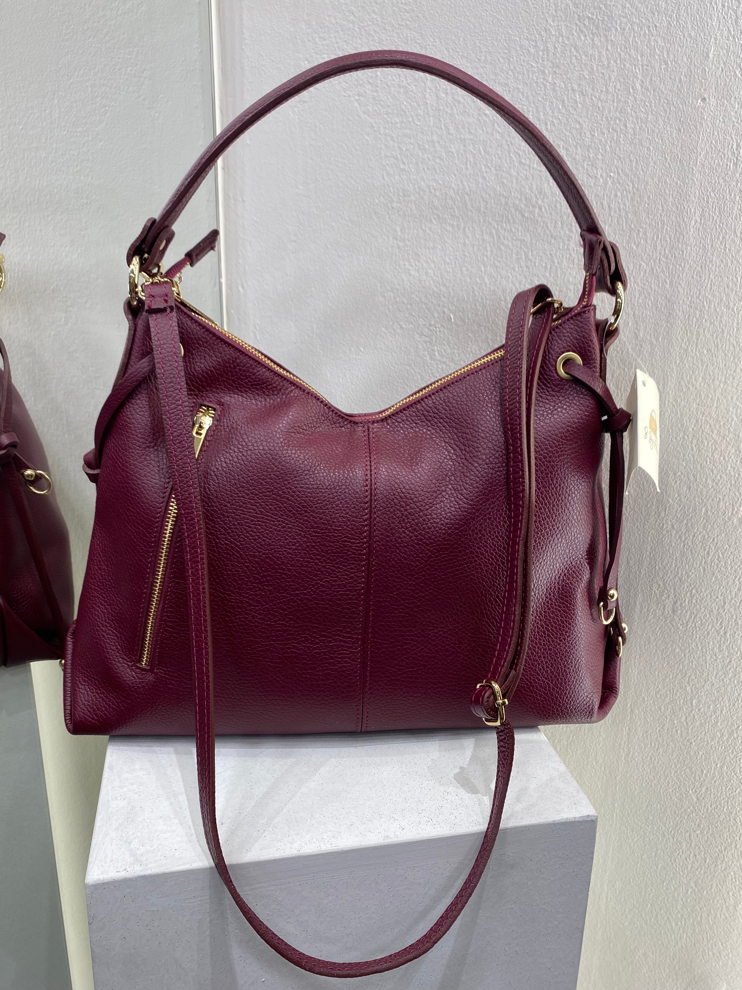 ERREBI - BORSA PELLE BORDEAUX CON TRACOLLA