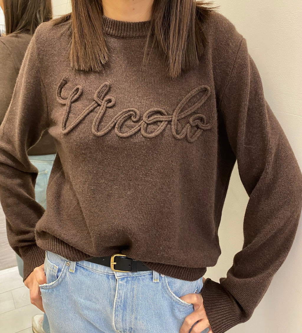 VICOLO - MAGLIA CON SCRITTA RICAMATA