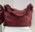 ERREBI - BORSA PELLE INTRECCIATA BORDEAUX