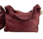 ERREBI - BORSA PELLE INTRECCIATA BORDEAUX