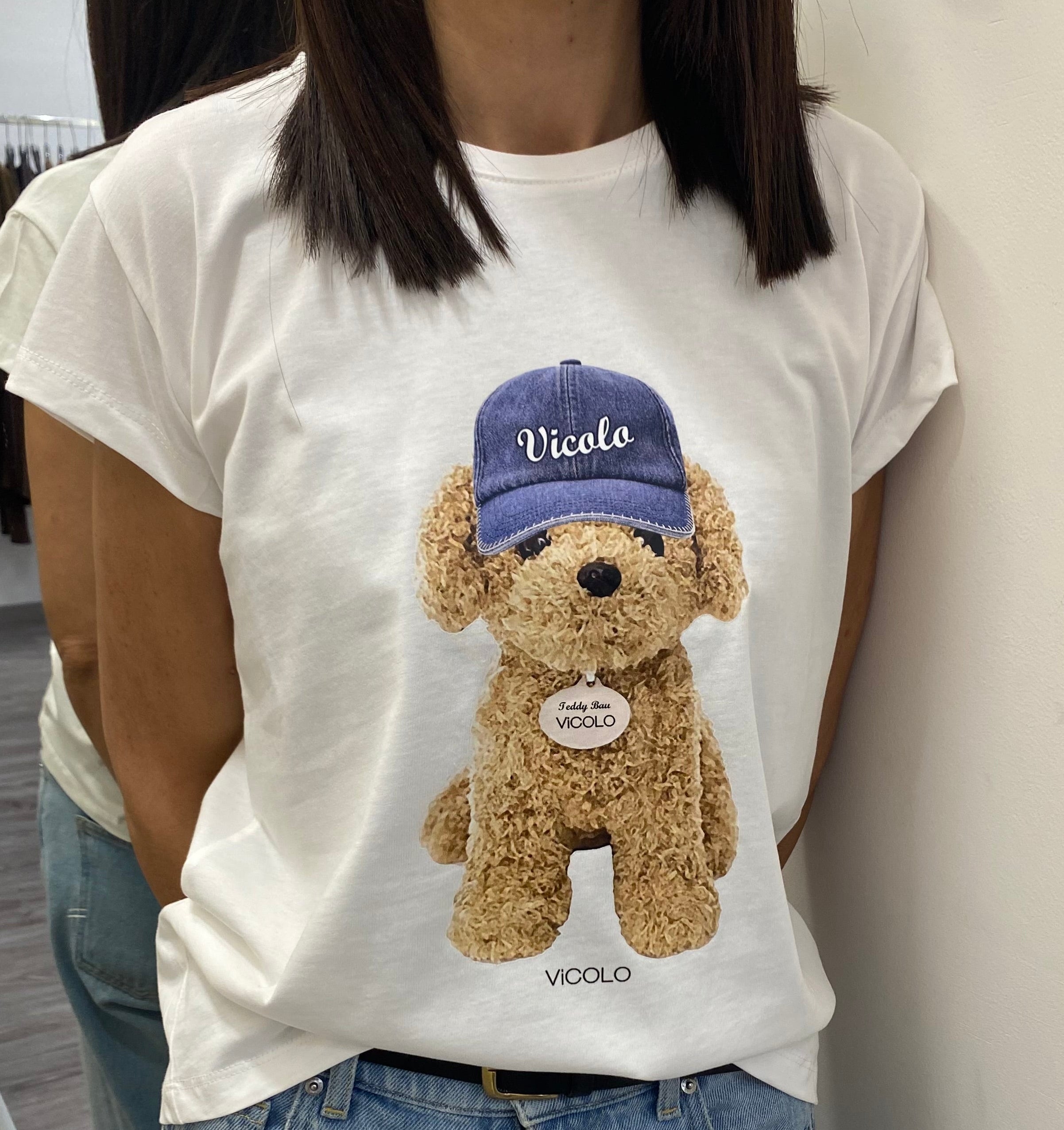 VICOLO - T-SHIRT STAMPA BARBONCINO