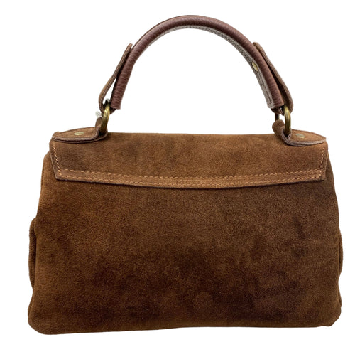 ERREBI - BORSA CAMOSCIO E FRANGE COLORI CIOCCOLATO E CUOIO