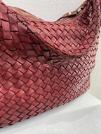 ERREBI - BORSA PELLE INTRECCIATA BORDEAUX