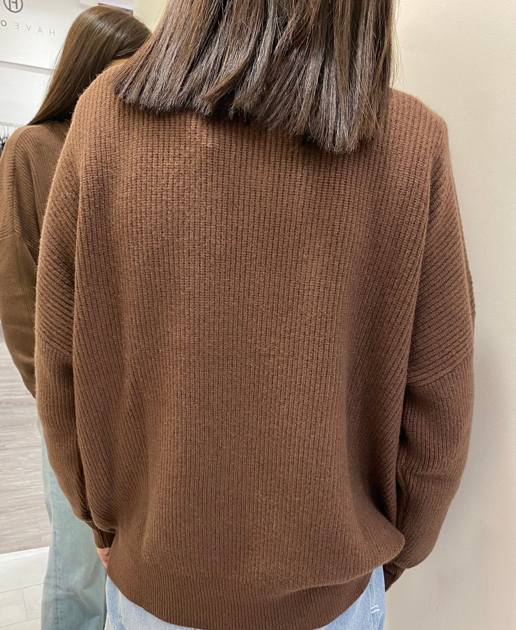 HAVEONE - MAGLIA LUPETTO MARRONE CON APPLICAZIONI