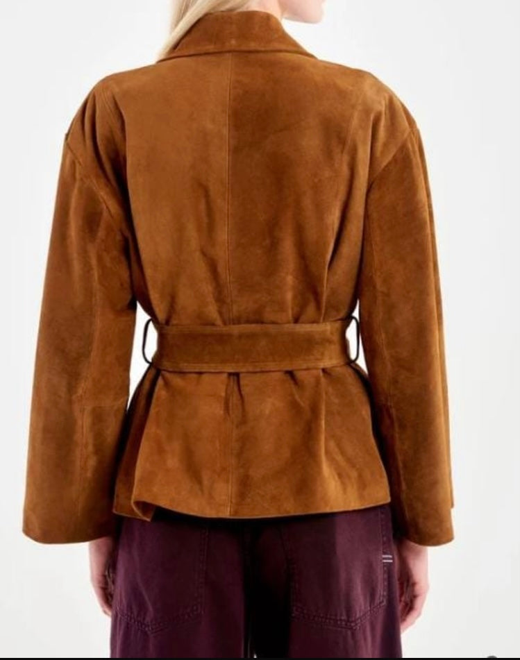 VICOLO - TRENCH CORTO IN CAMOSCIO CARAMELLO