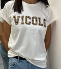 VICOLO - T-SHIRT SCRITTA ANIMALIER