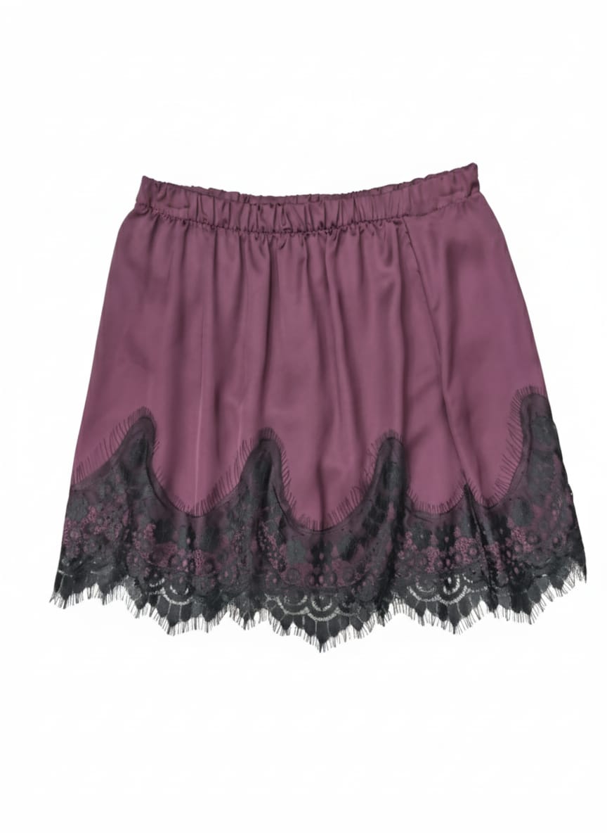 VICOLO -GONNA MINI SATIN CON PIZZO