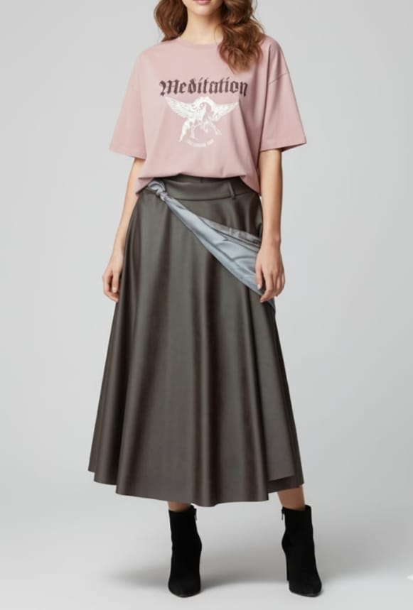 PHILIA LOFT -GONNA MIDI ECOPELLE