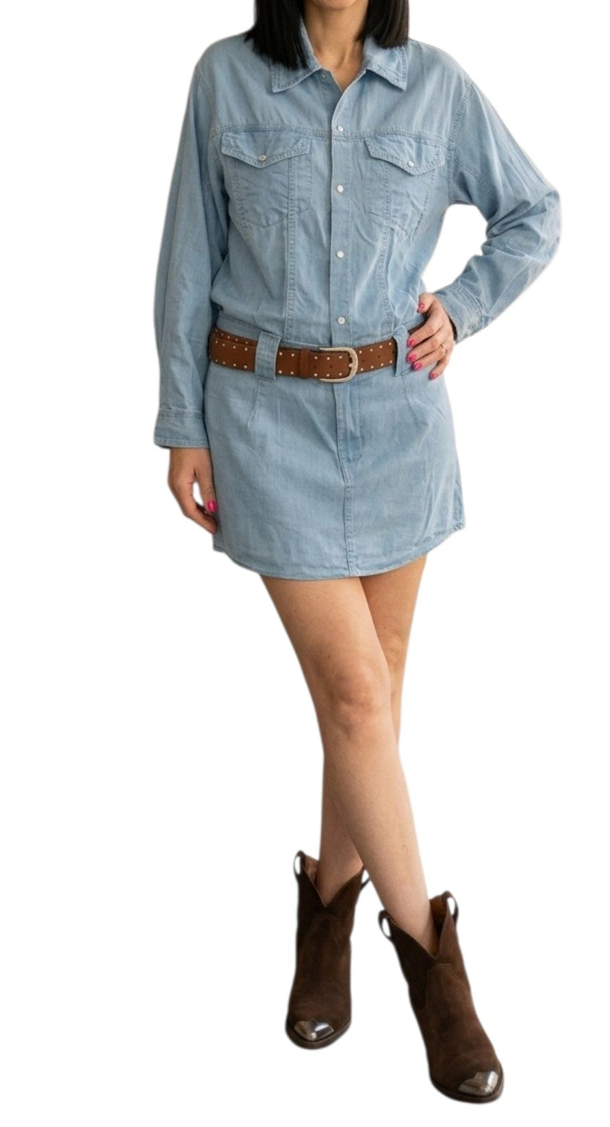HAVEONE -ABITO DENIM CON CITURE