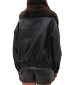 PHILIA LOFT-BOMBER ECOPELLE MARTELLATA CON COLLO FURRY