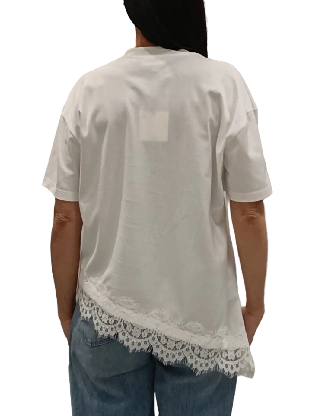 VICOLO-T SHIRT ASIMMETRICA INSERTI IN PIZZO