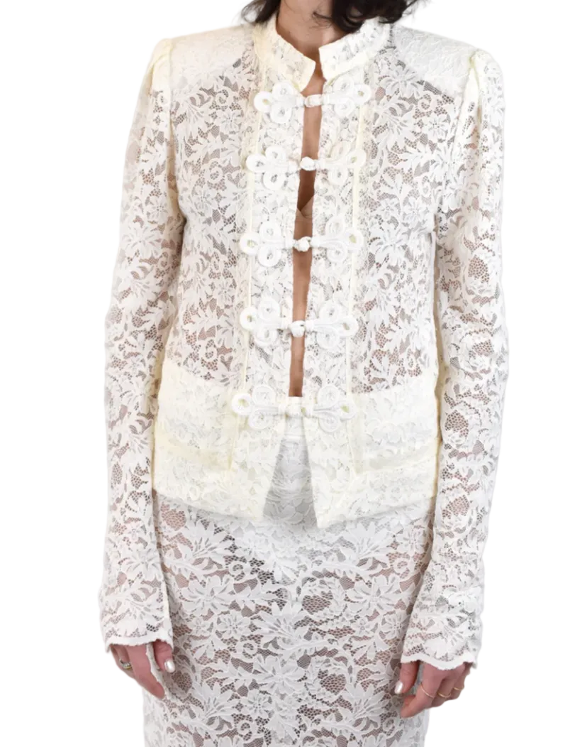 HAVEONE -CAMICIA IN PIZZO CON ALAMARI