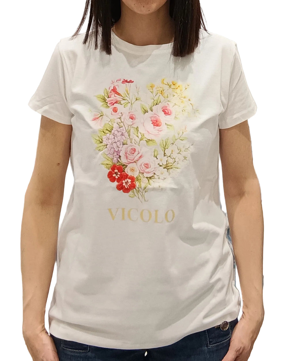 VICOLO-T SHIRT STAMPA FLOREALE