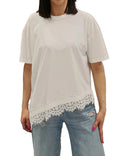 VICOLO-T SHIRT ASIMMETRICA INSERTI IN PIZZO