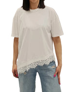 VICOLO-T SHIRT ASIMMETRICA INSERTI IN PIZZO