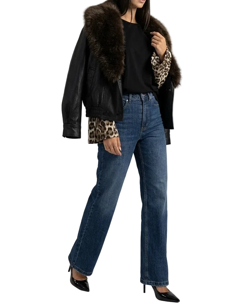 PHILIA LOFT-BOMBER ECOPELLE MARTELLATA CON COLLO FURRY