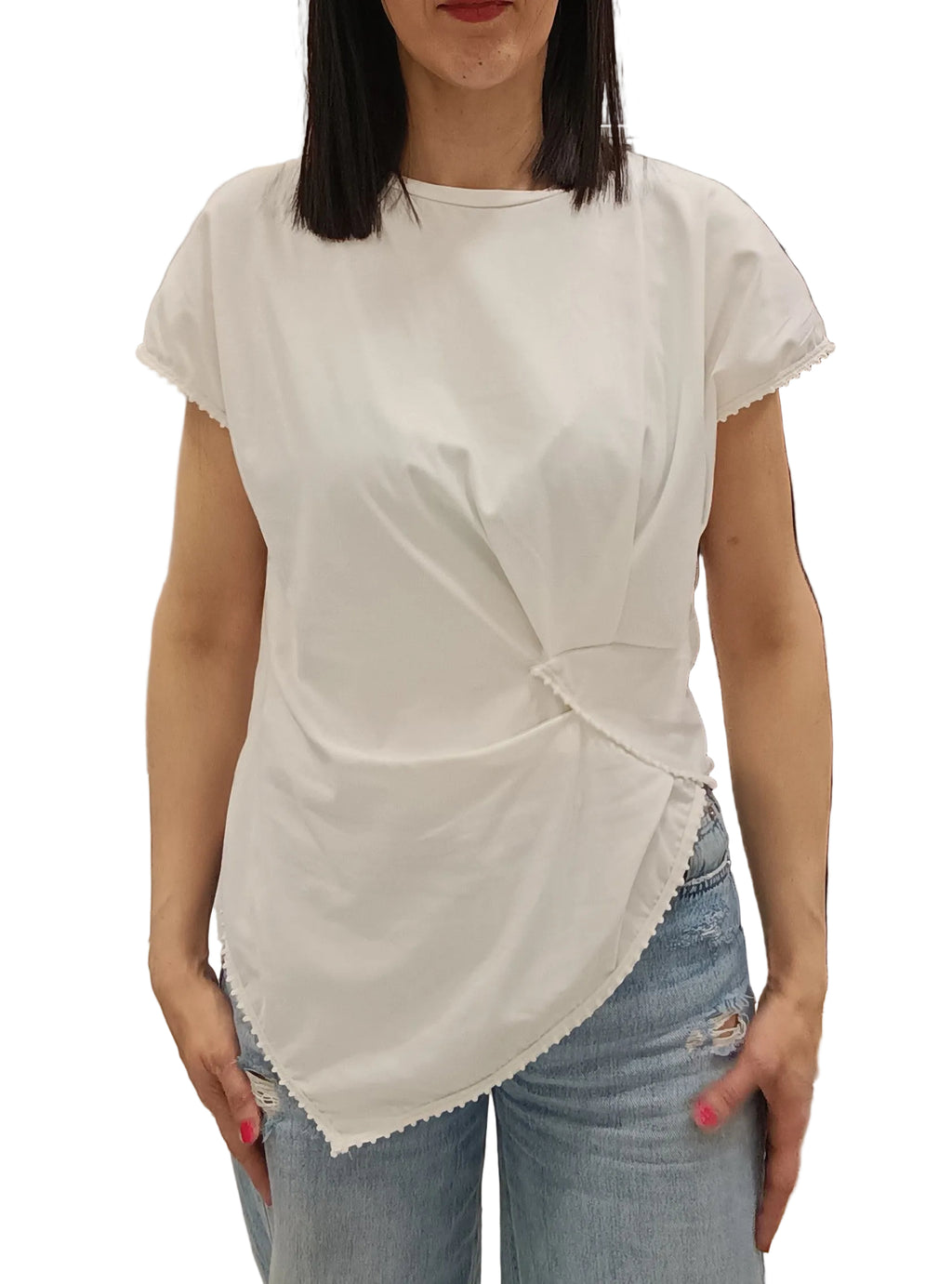 VICOLO-T SHIRT ASIMMETRICA CON NAPPINE