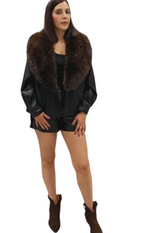 PHILIA LOFT-BOMBER ECOPELLE MARTELLATA CON COLLO FURRY