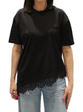 VICOLO-T SHIRT ASIMMETRICA INSERTI PIZZO