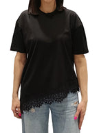 VICOLO-T SHIRT ASIMMETRICA INSERTI PIZZO