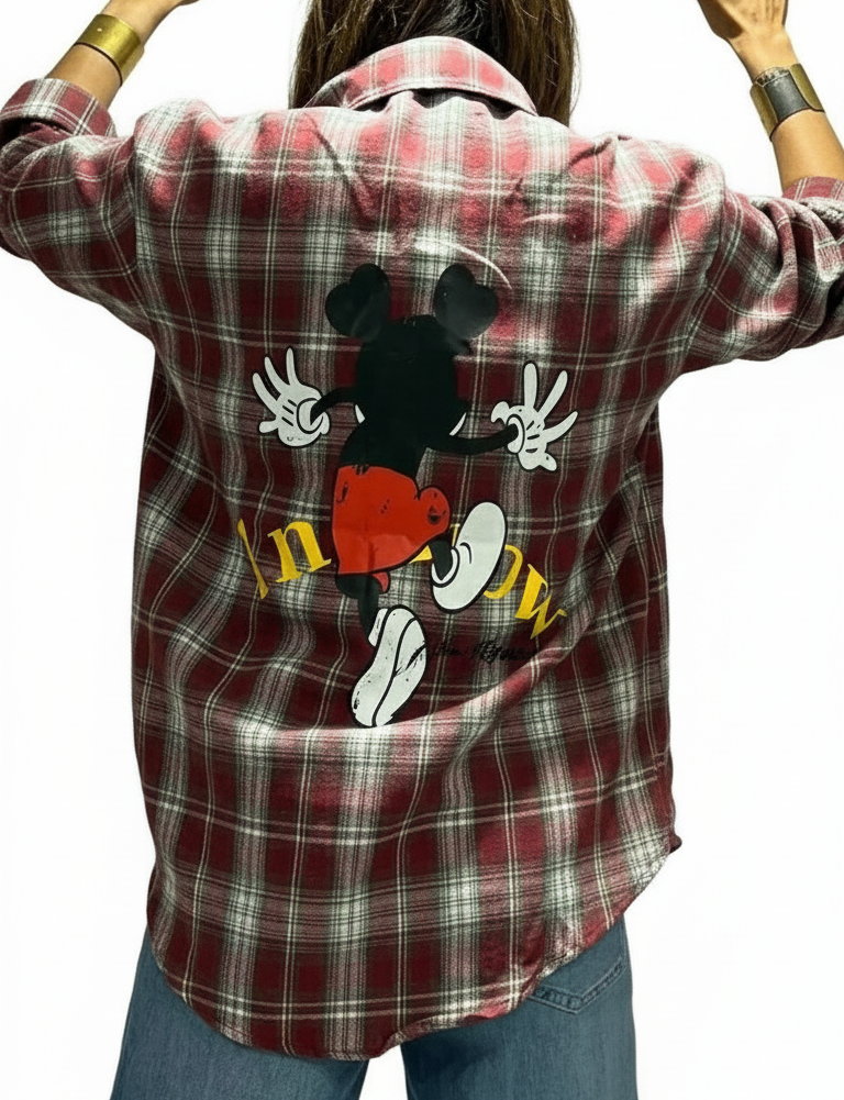 ERREBI - CAMICIA QUADRI CON STAMPA MOUSE