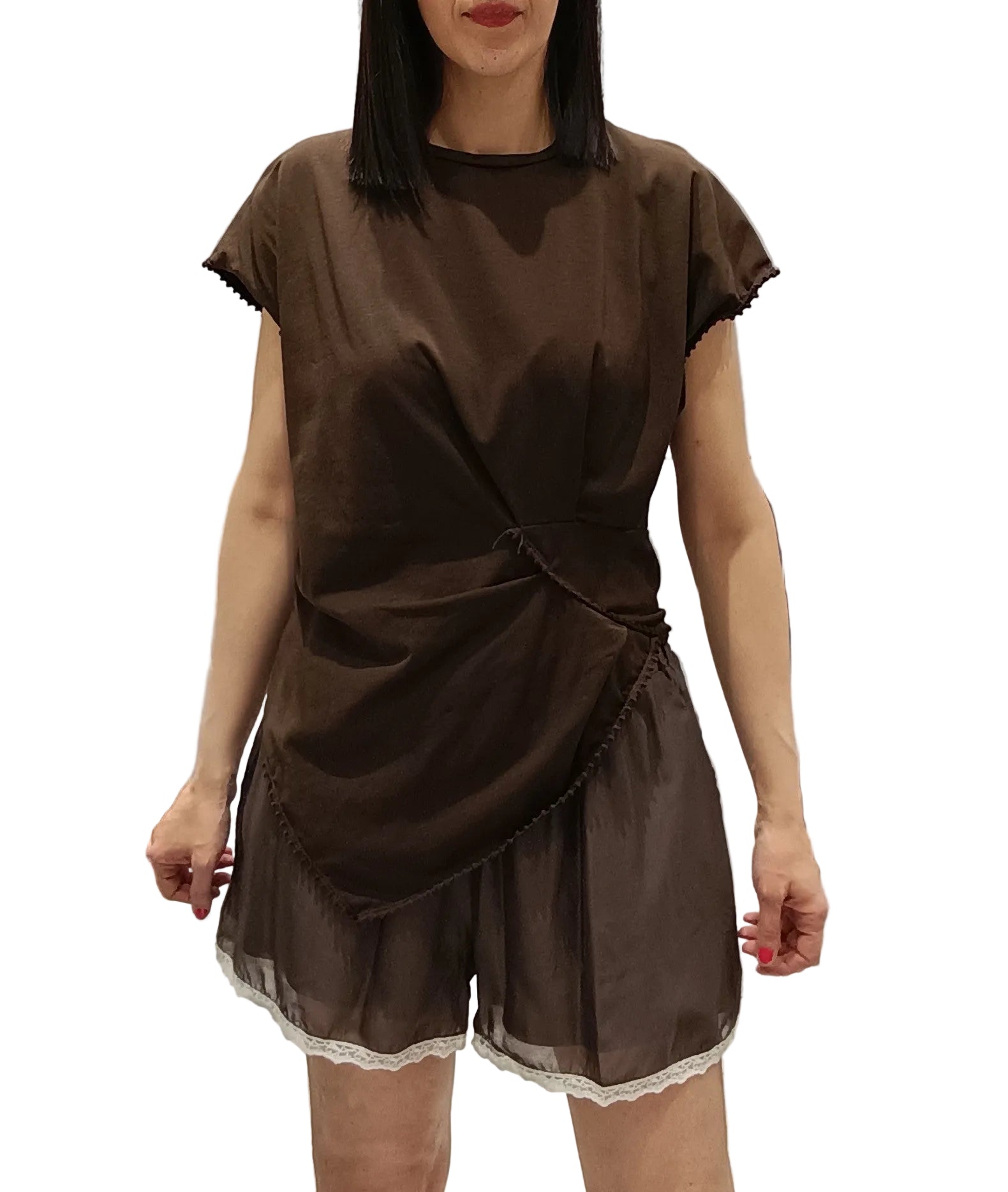 VICOLO-T SHIRT ASIMMETRICA CON NAPPINE