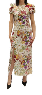 VICOLO -ABITO MIDI FLOREALE CON ARRICCIATURA
