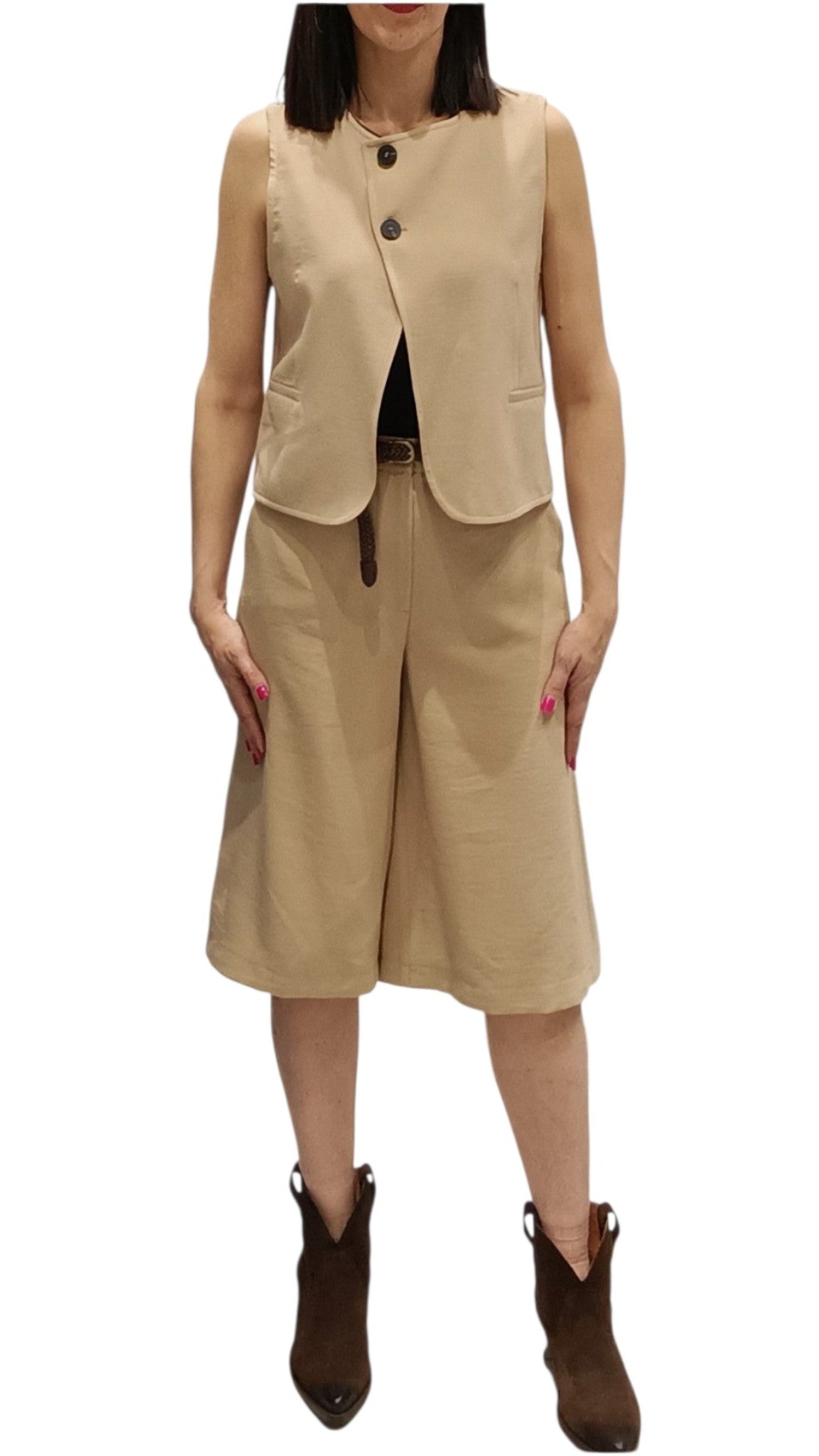 HAVEONE -GILET CROP DUE BOTTONI