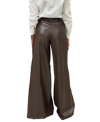 HAVEONE-PANTALONE PALAZZO IN ECOPELLE