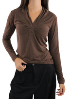 HAVEONE -T SHIRT SCOLLO A V CON INTRECCIO SENO